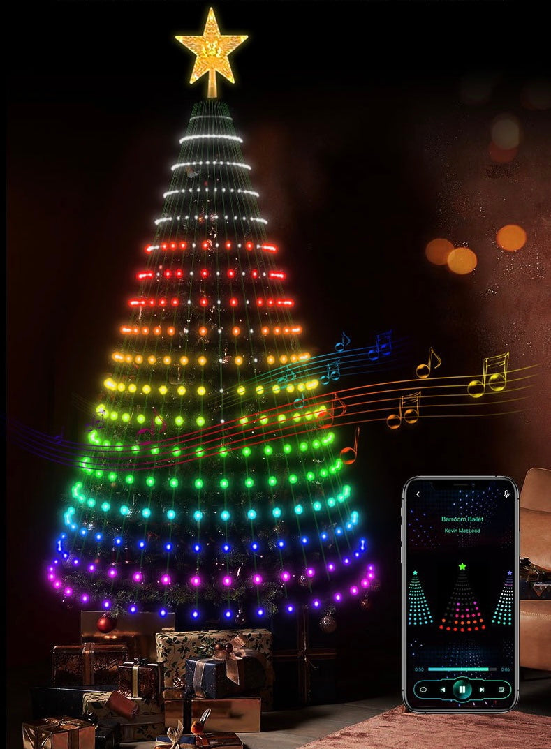 🎄 CHOINKA 1,5 M + 300 LED RGB + ŚWIECĄCA GWIAZDA