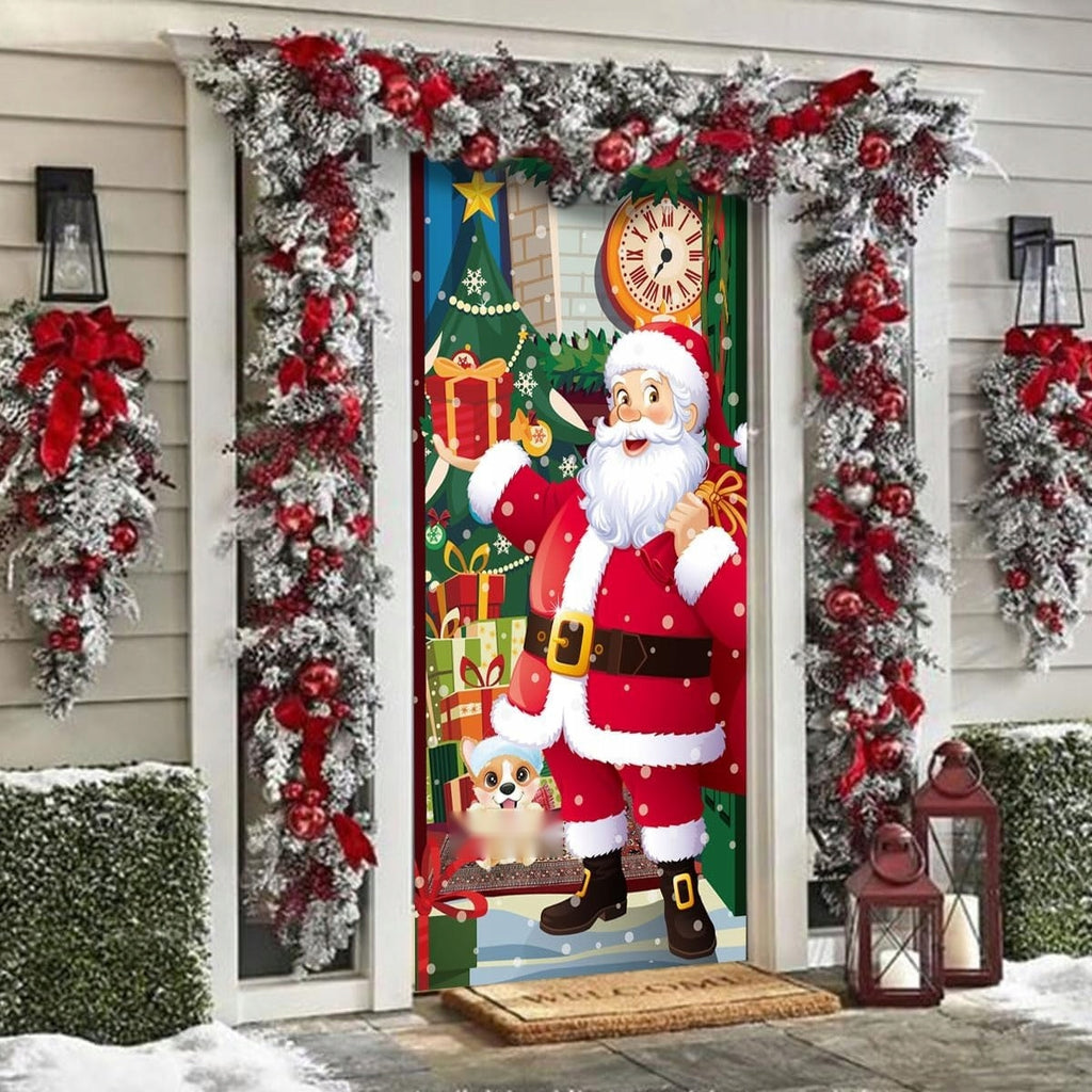 🎄 ŚWIĄTECZNA OSŁONA NA DRZWI 90 × 180 CM – ŚWIĘTY MIKOŁAJ 🎅