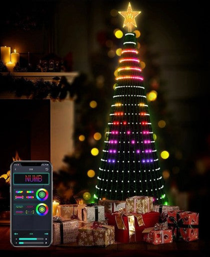 🎄 CHOINKA 1,5 M + 300 LED RGB + ŚWIECĄCA GWIAZDA