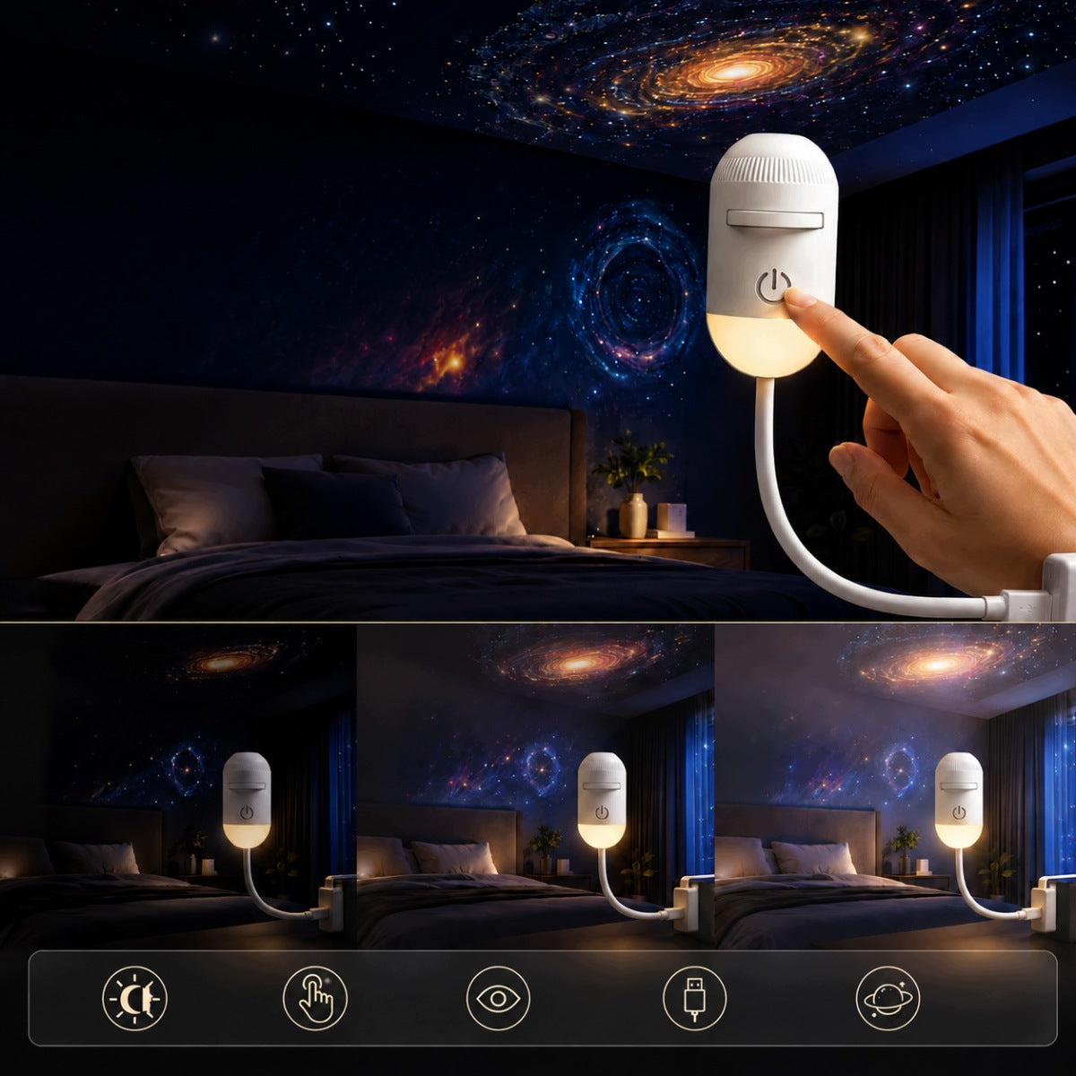 Projektor Galaxy 12w1 – Lampka Nocna i Projektor Rozgwieżdżonego Nieba