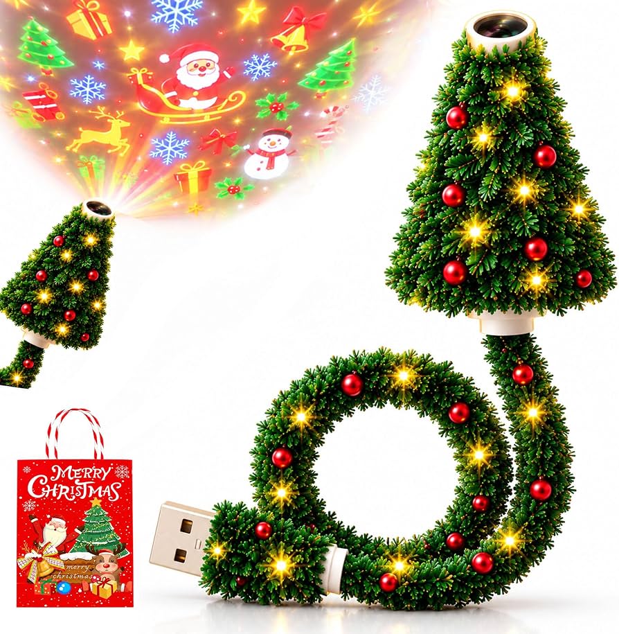 🎄 Projektor Świąteczny LED USB – 6 Efektów Świątecznych
