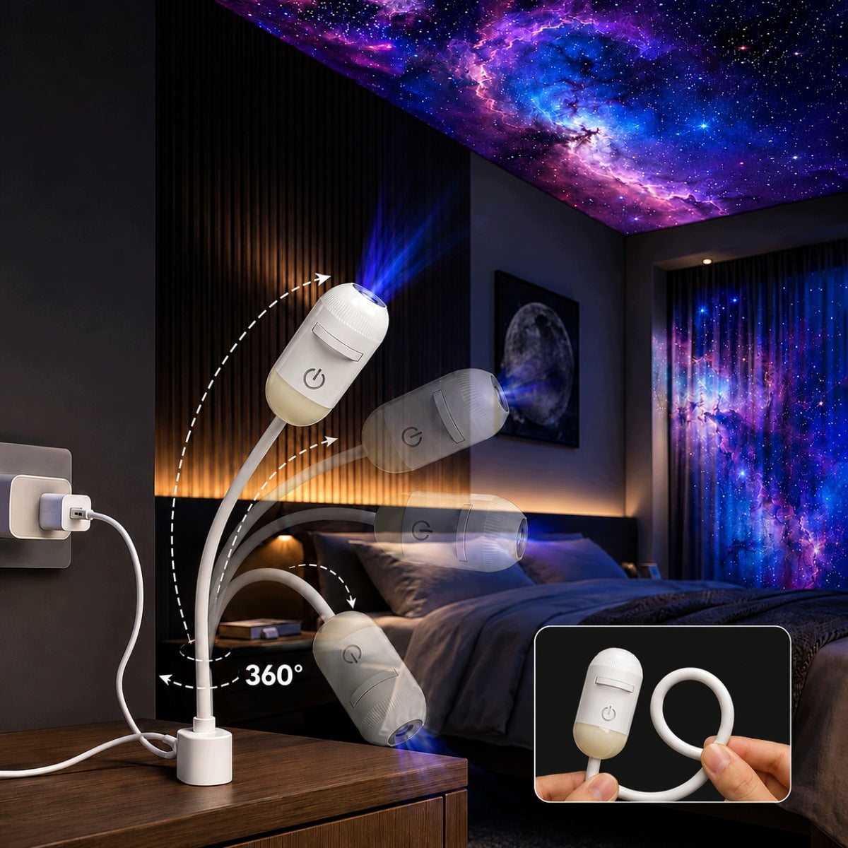 Projektor Galaxy 12w1 – Lampka Nocna i Projektor Rozgwieżdżonego Nieba