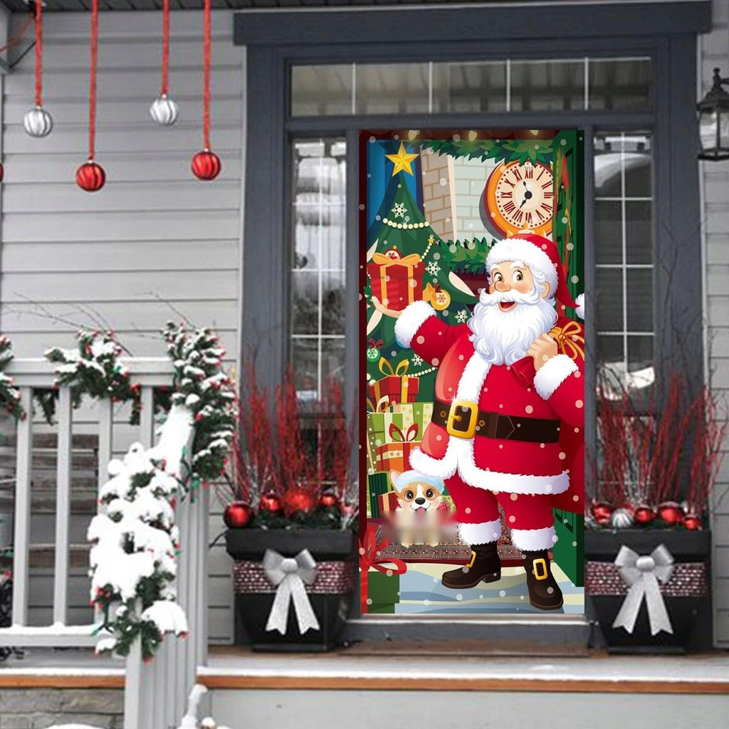 🎄 ŚWIĄTECZNA OSŁONA NA DRZWI 90 × 180 CM – ŚWIĘTY MIKOŁAJ 🎅