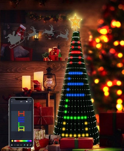 🎄 CHOINKA 1,5 M + 300 LED RGB + ŚWIECĄCA GWIAZDA