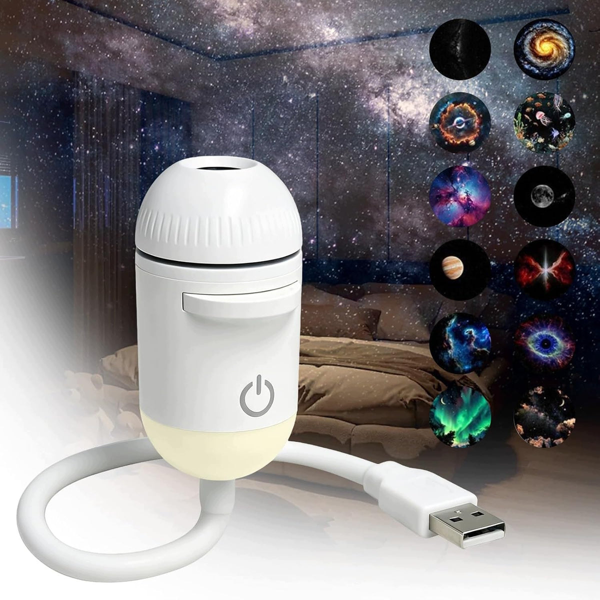 Projektor Galaxy 12w1 – Lampka Nocna i Projektor Rozgwieżdżonego Nieba