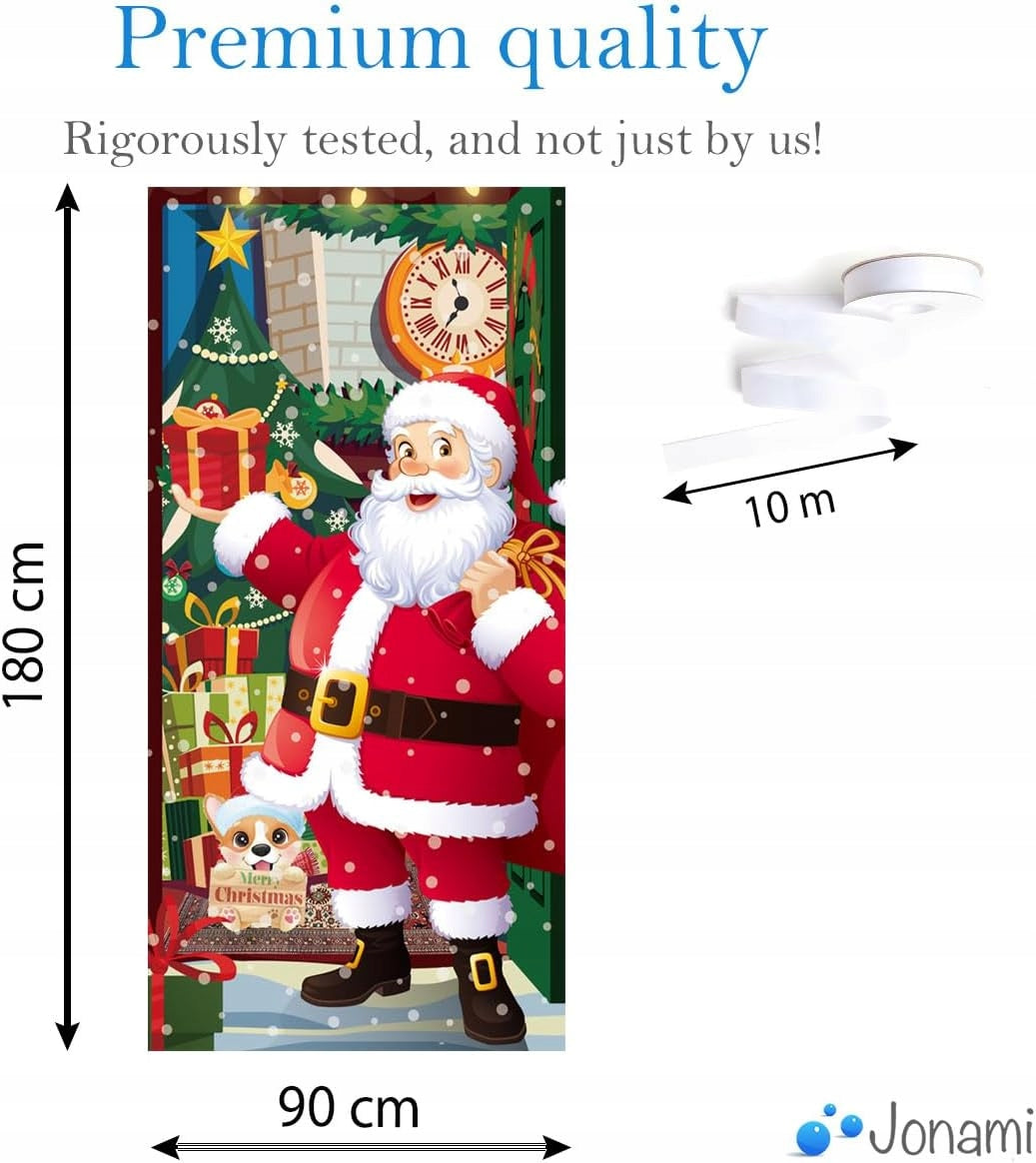 🎄 ŚWIĄTECZNA OSŁONA NA DRZWI 90 × 180 CM – ŚWIĘTY MIKOŁAJ 🎅