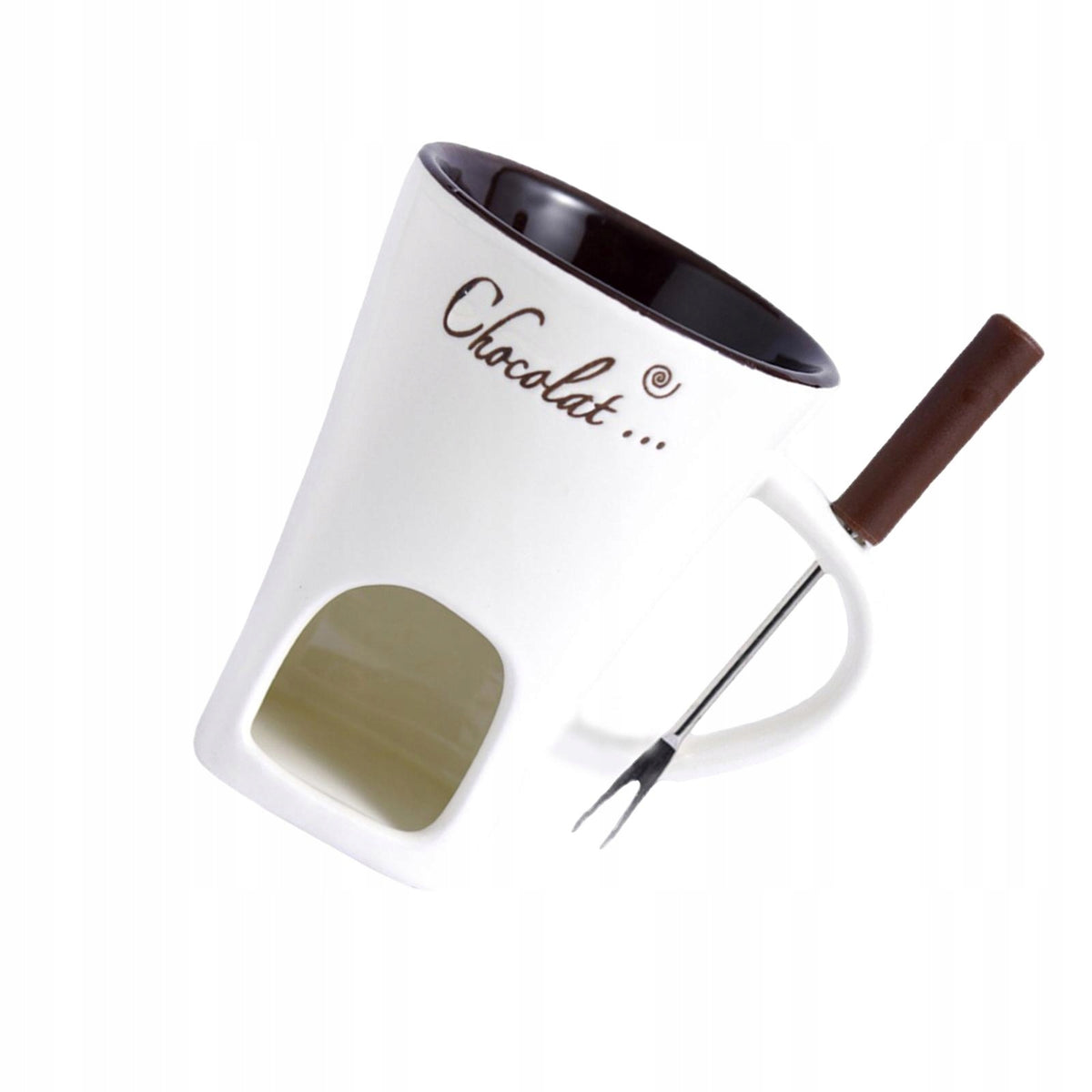 Kubek do Fondue 130 ml z widelcem – do topienia czekolady, sera i masła